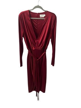 Altuzarra for Target Burgundy Wrap-Style Long Sleeve Midi Dress